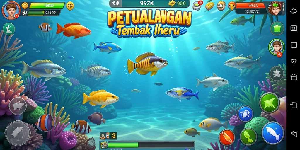 Screenshot gameplay 99ZK menampilkan keseruan menangkap ikan.