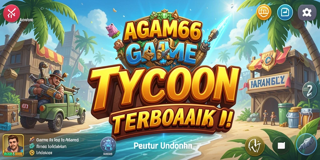 Tampilan gameplay AGAM66 yang menampilkan berbagai elemen bisnis Tycoon.