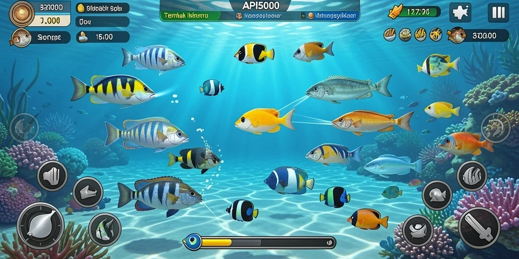 Screenshot gameplay Tembak Ikan yang penuh warna dan seru.