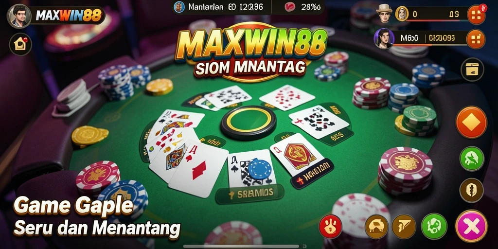 Tampilan gameplay Gaple yang seru dan interaktif di MAXWIN88.