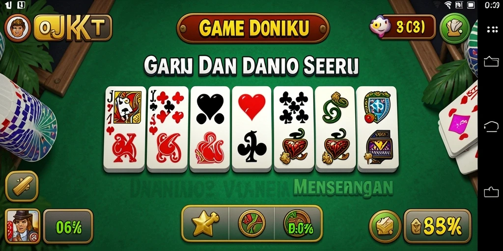 Tampilan gameplay seru dalam permainan Domino OKJKT.